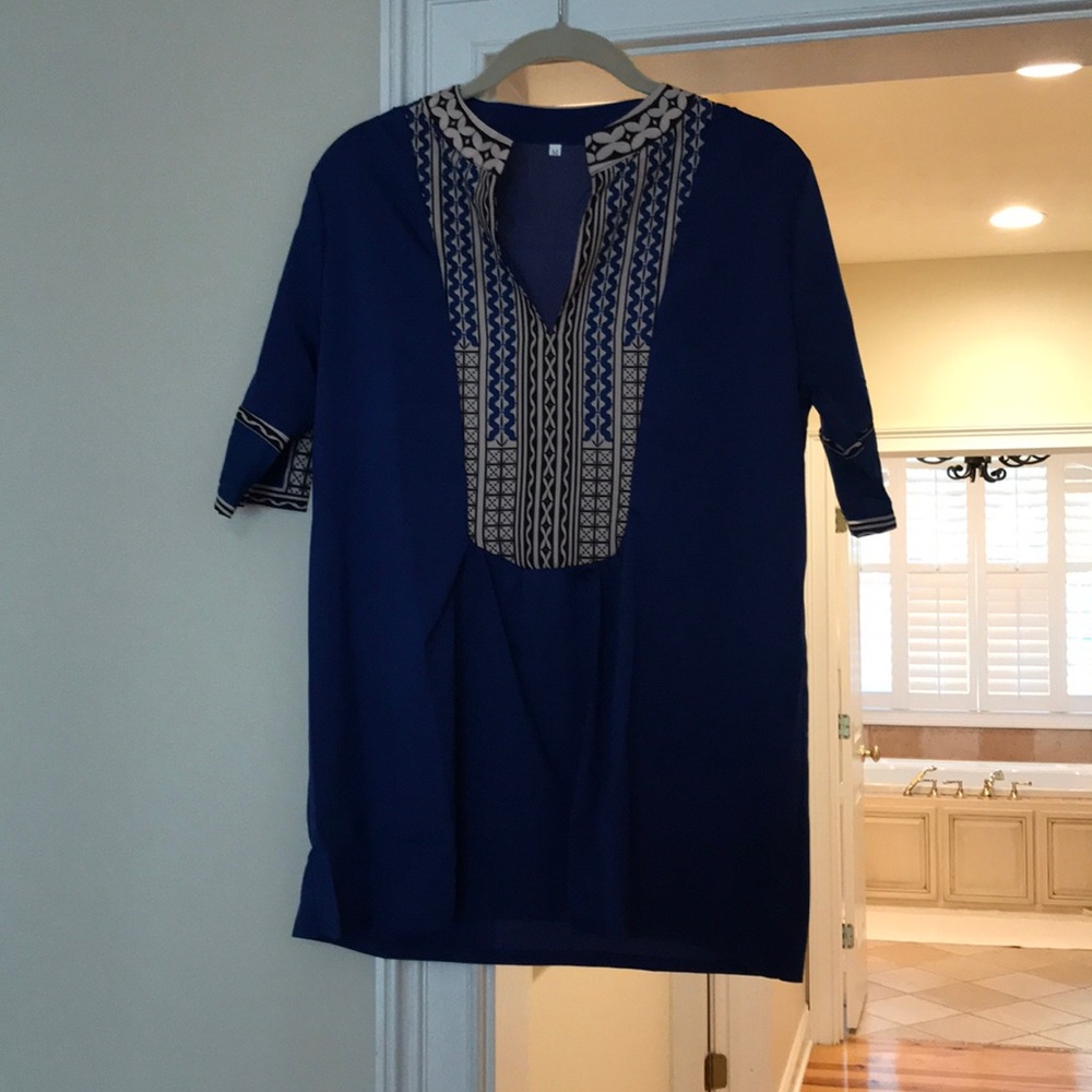 Blue Aztec print shirt